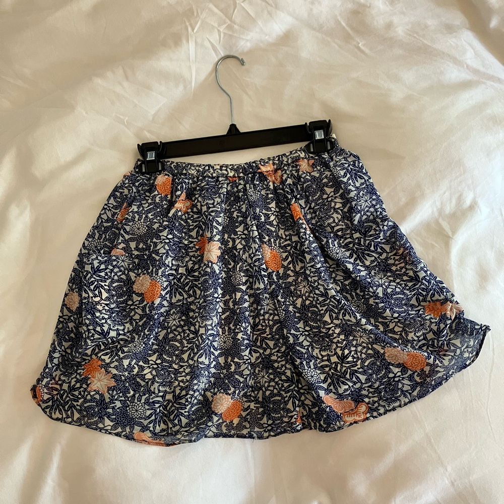 Zara Floral Blue and Orange Skirt | Size XS